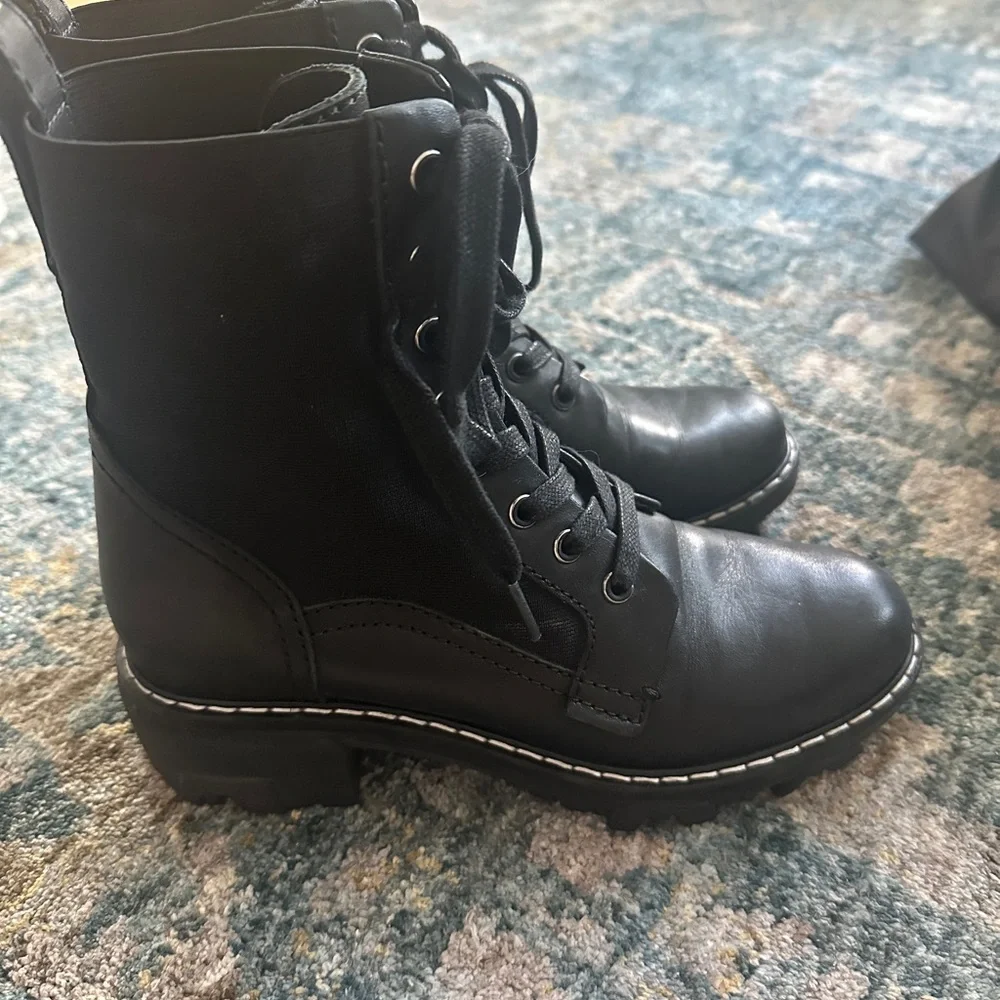 Rag & Bone Black Lace Up Combat Boots - Picture 2 of 6